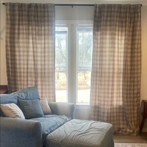 Target Plaid Beige and Brown Curtains. 6 panels total.